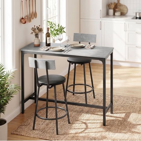 Mesa de bar con 2 taburetes, 100 x 40 x 90,5 cm, gris OKMYHOME (1/5)