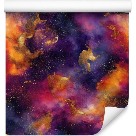 Papier peint aquarelle galaxie indigo, prune et rouge 50x1000 cm (1/5)