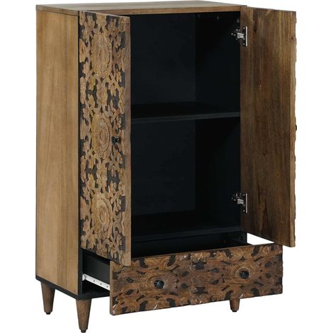 Maison La Vie - Buffet haut pour salon - Meuble de rangement Marron 60 x 33,5 x 100 cm Bois de mangue massif bu1465