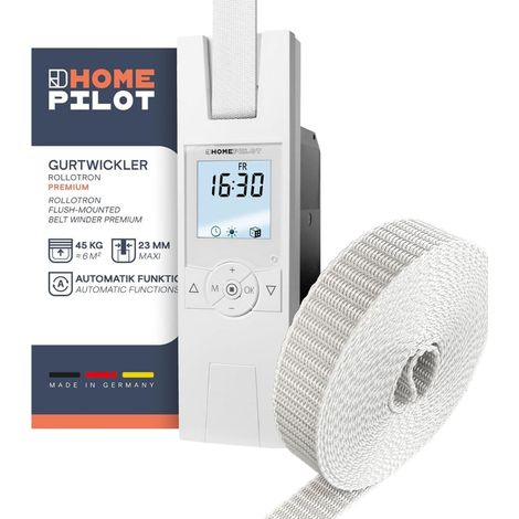 Kit pour volet roulant : enrouleur de sangle électrique + sangle de rechange (23 mm de large, 6 m de long couleur : gris) (1/5)
