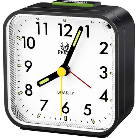 (Noir)Réveil Analogique Silencieux sans Tic-Tac Réveils Quartz Petite Réveil De Voyage avec Lumière et Snooze Réveil à Pilesl pour Chambre à Coucher B (1/5)
