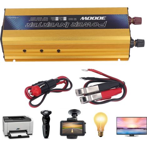 Onduleur 3000 W, convertisseur CC 12 V vers CA 220 V/110 V, pour installation solaire extérieure ou sur véhicule, finition or 110 V (1/5)