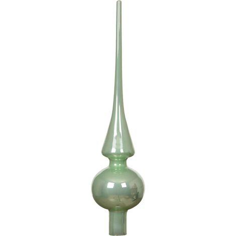 Kaemingk – Cimier de sapin menthe brillant – Verre, Ø 6 cm, H 26 cm (1/2)