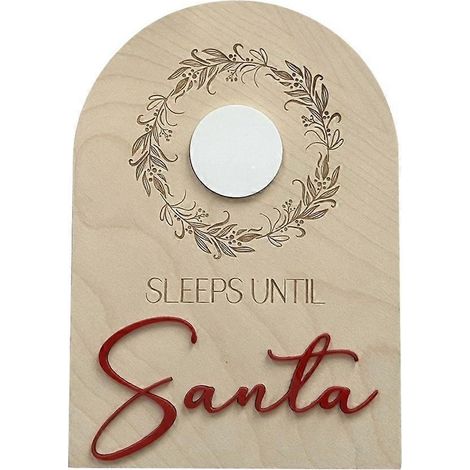 Calendrier de l'Avent de Noël réutilisable et effaçable, en bois, avec compte à rebours jusqu'à Noël (1/4)