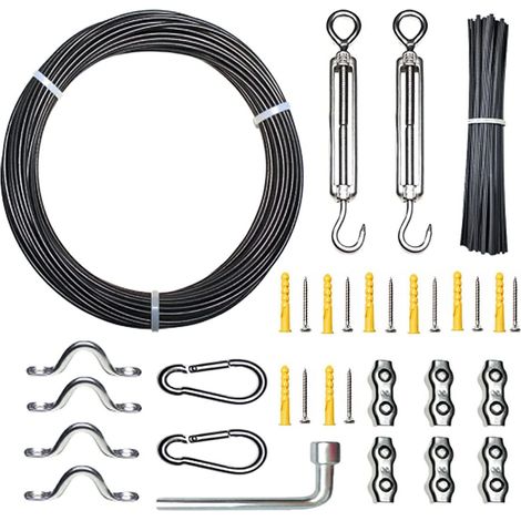 50M Kit de Câble Métallique,Câble en Acier Inoxydable Kit de Câbles en Acier Inoxydable,Câble Métallique Fixation,Câble Métallique en Acier Inoxydable,Câble Métallique - 10