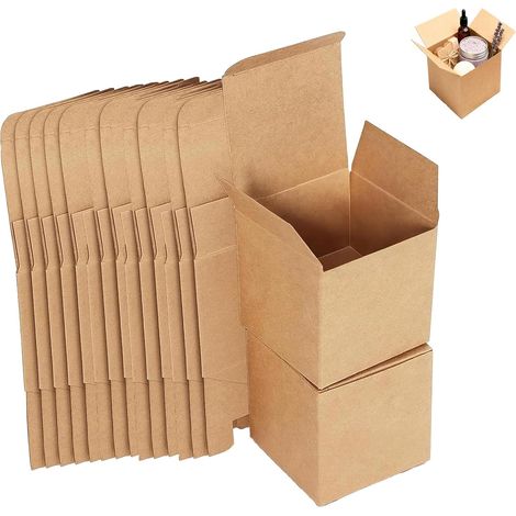 Brown Kraft Gift Box, 15 Pieces Gift Boxes, Folding Gift Boxes, 10 x 10 x 10 cm, Square Gift Box with Lid, for Gifts, Parties, Reusable (1/5)