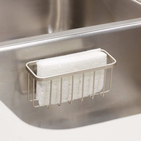 rangement de cuisine pour éponge, petit porte éponge en métal inoxydable, accessoire de cuisine pour éponge (1/5)