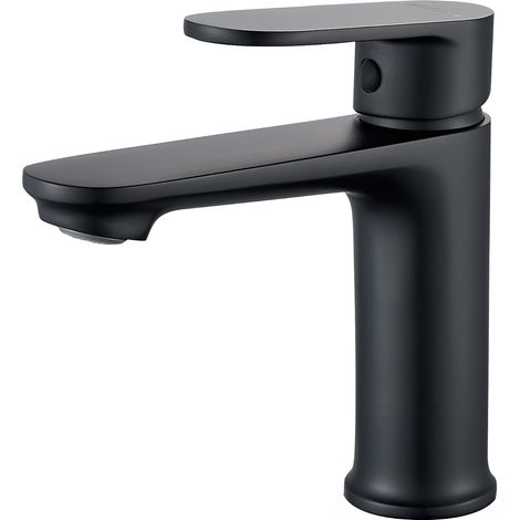 1 Robinet De Lavabo,Laiton,Noir,Design Contemporain,Céramique,Salle De Bain (1/5)
