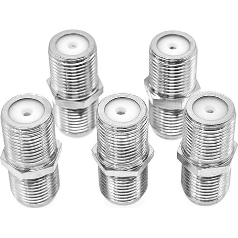 5 pièces Connecteur de câble coaxial satellite, coupleur de connecteur F, adaptateur d'extension d'antenne TV, femelle à femelle RG59/RG6/joint de câble d'antenne SAT, adaptateur de type F (1/5)