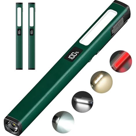 BAIFULAI 2er-Pack COB-LED-Taschenlampen – USB-C-aufladbar – 6 Helligkeitsstufen – IPX5 wasserdicht – Mini-LED-Taschenlampe mit Magnet und Akkuanzeige – Für Camping und Werkstatt (1/5)