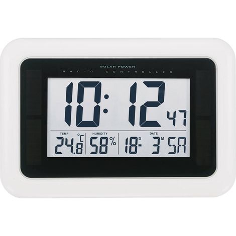 KW9101 Solare, Radiocontrollato Orologio da parete 280 mm x 190 mm x 23 mm Bianco