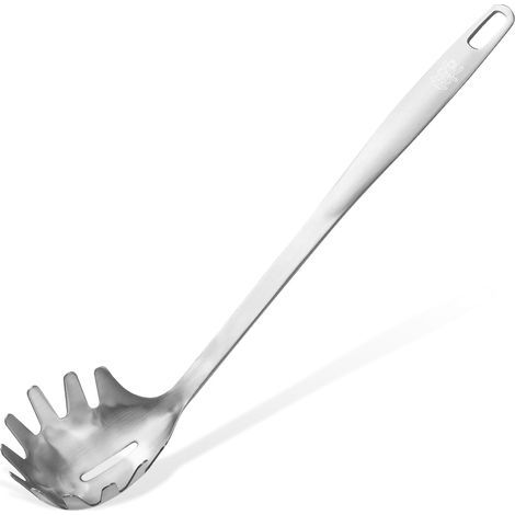 Stainless Steel Spaghetti Server – Satin-Finish Pasta Tongs – Dishwasher-Safe Kitchen Utensil (1/5)