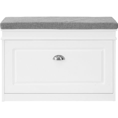 SoBuy Hallway Shoe Storage Cabinet with Flip-Drawer & Padded Sest ,FSR82-L-W (1/5)