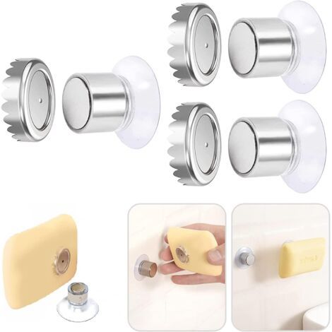 Lot de 3 Porte-Savon Magnétique à Ventouse Porte Savon Aimanté Douche Mural Acier Inoxydable Support Mural sans Perçage Salle Bain Cuisine WC (3PCS-Cylindrique) 3, 1 x 1, 9 6 cm (1/5)