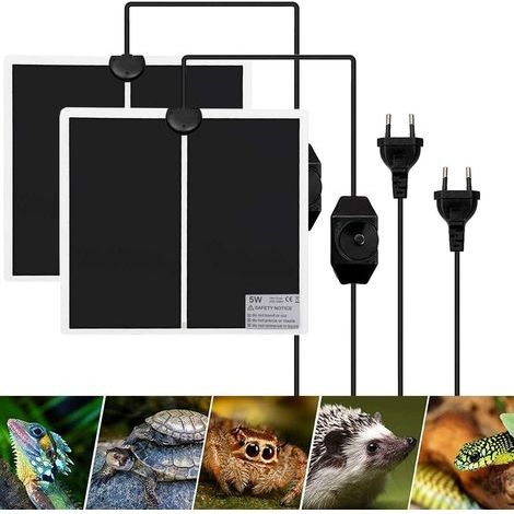 2PCS Adjustable Temperature Heating Mats with Temperature Control for Reptiles, Snakes, Turtles, Geckos, Leopards, Lizards, Spiders, Amphibians (5W) (1/5)