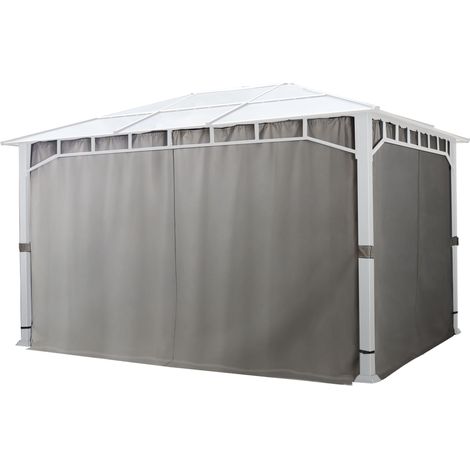 4 Seitenteile für Gartenpavillon Sunset Deluxe 3x4 m - Polyester ca. 180 g/m² mit Reißverschluss - dunkelgrau (1/4)