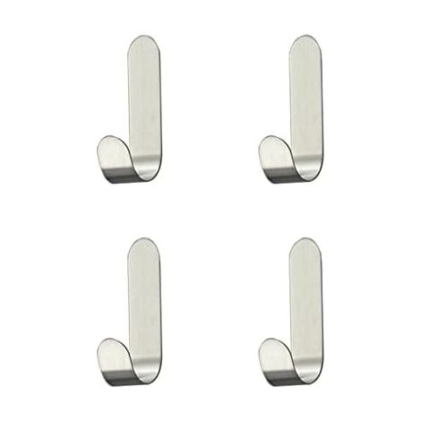 4 Pieces Stainless Steel Adhesive Hook，Self Adhesive Hooks Hook，for Towel, Keys, Home, Kitchen, Bathroom, Anti-rust and Waterproof