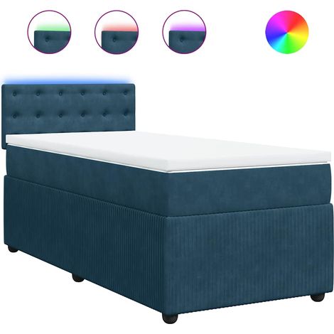Lit simple  Lit adulte  Sommier à lattes de lit avec matelas bleu 100x200 cm