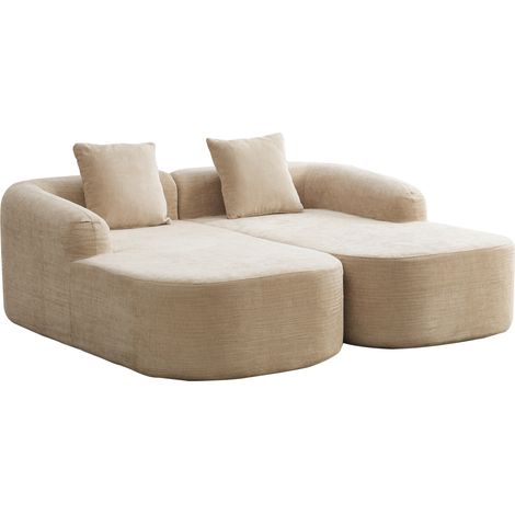 Canapé modulaire compressible en tissu chenille, garni de mousse très élastique 30D. Facile à déplacer et doté d’un dessous antidérapant, idéal pour le salon et d’autres pièces. kaki clair (1/5)