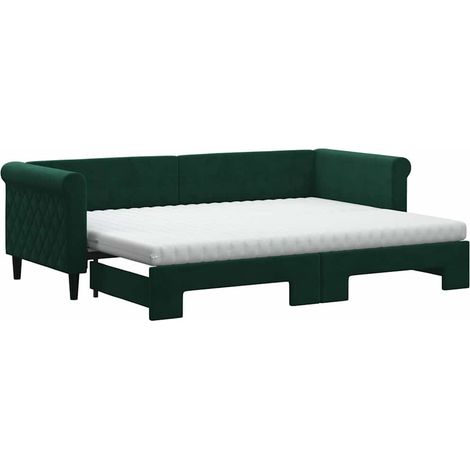 Maison Exclusive - Divano Letto Estraibile Materassi Verde Scuro 80x200 Velluto