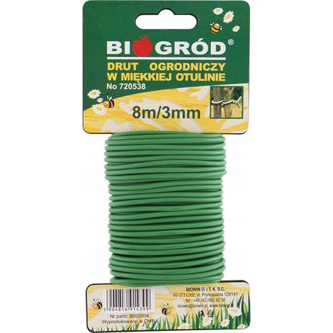 Alambre de jardín recubierto de verde suave para plantas 8m x 3mm