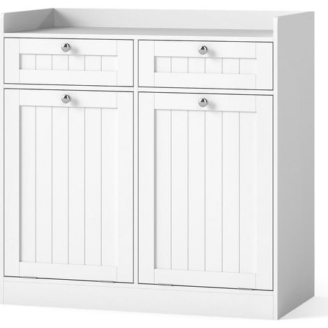 Meuble à linge avec paniers rabattables 79 x 40 x 80 cm pratique et stable style moderne en MDF blanc