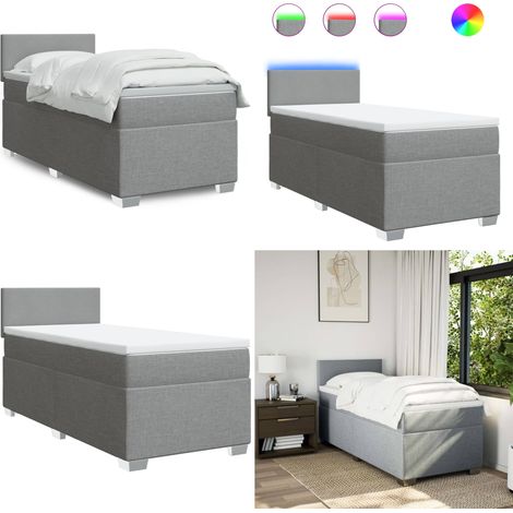 Boxspringbett mit Matratze Hellgrau 100x200 cm Stoff - Boxspringbett - Doppelbett - Bettenrahmen - Schlafsystem - Liegekomfort - Home & Living (1/5)