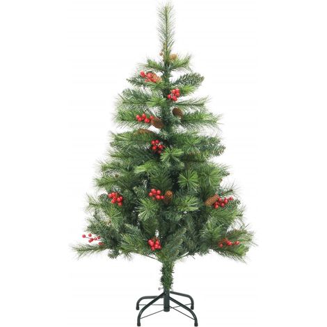 Albero Natale  Albero natalizio  Albero festivo Artificiale Incernierato con Pigne e Bacche 150cm (1/5)