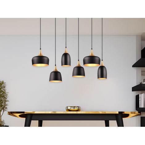 Pendelleuchte CHIRAZ 6 flammig Metall Schwarz Gold, Breite 90cm (1/5)
