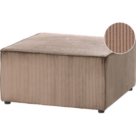 Otomana de pana 83 x 83 cm reposapiés diseño moderno sala de estar beige arena Lemvig