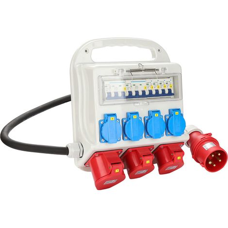 SWANEW Distributore CEE Stazione elettrica 2 x CEE 16A 400V + 1 x CEE 32A 400V + 4 x 230V 5 pin IP44 Con cavo Per cantiere
