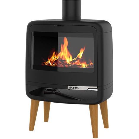 Supra – FR9016130B – Poêle à bois fonte double combustion – Vision horizontale et galbée – Verre céramique haute résistance – Raccordement Ø 150 mm (1/5)