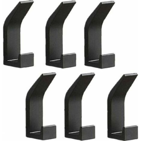 Lot de 6 patères murales patères porte-serviettes crochets de porte sans perçage patères en aluminium porte-manteau mural autocollant, noir (1/4)