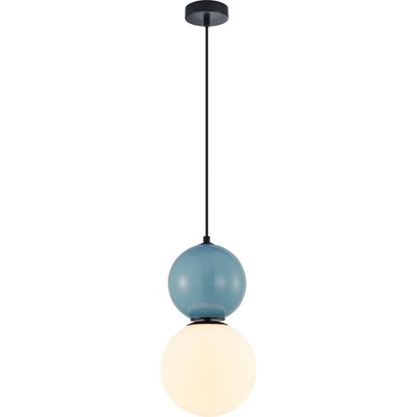 Suspension décorative boule en verre noir blanc bleu Mastal Italux, 1x E27 40W (1/2)