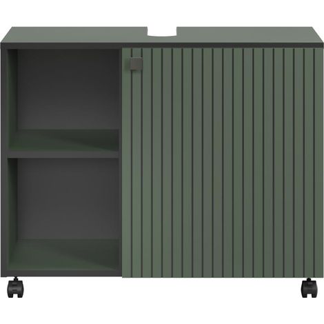 Unterschrank mit Rollen, 1 Tür und 2 Fächern L80 cm - PUREBLISS