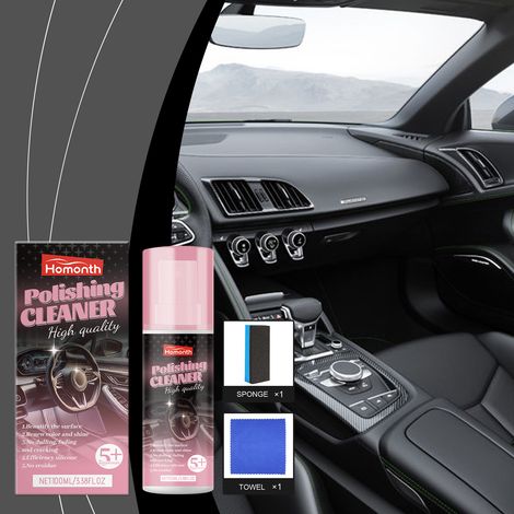 Produit de rénovation pour intérieur de voiture, nettoyant et lustrant doux pour l'entretien et la rénovation des cuirs intérieurs – 100 ml + chiffon + éponge (1/5)