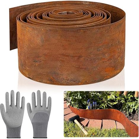 Bordure de pelouse métal 5 m 15 cm haut délimiter parterres fleurs allées jardin arbres jardins gravier (1/5)
