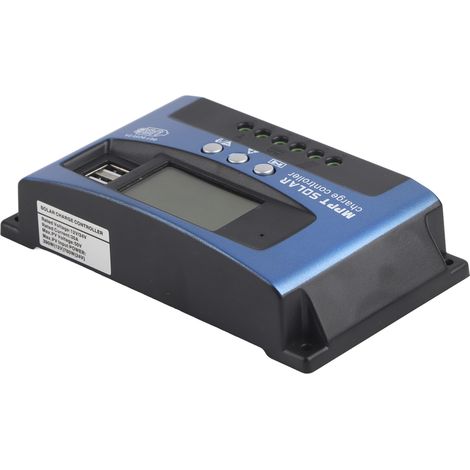 Contrôleur solaire/dissipateur thermique en alliage d'aluminium, chargeur de panneau photovoltaïque MPPT, contrôleur d'éclairage public intelligent à LED 12/24 V - 30 A (1/5)