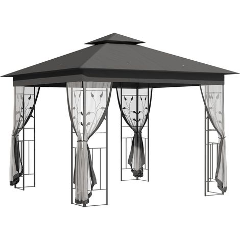 Outsunny 3 x 3(m) Garden Gazebo Marquee Tent Canopy Shelter Pavilion Grey (1/5)