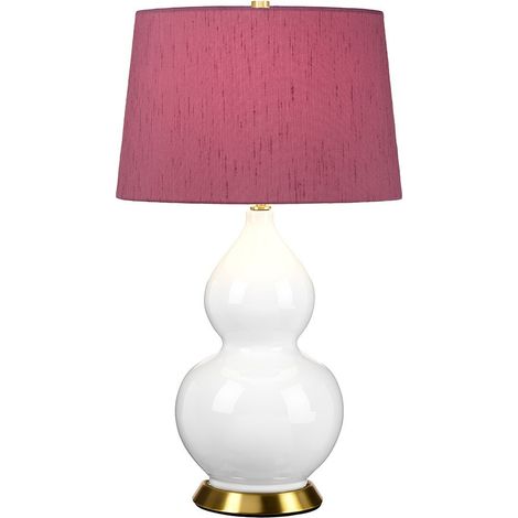 Elstead ISLA Lampada da tavolo Isla con paralume rotondo affusolato, ottone invecchiato, bianco, viola (1/5)