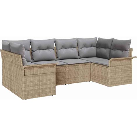Maison Exclusive - Gartensofa-set mit Kissen 6 pcs Beige Poly-Rat