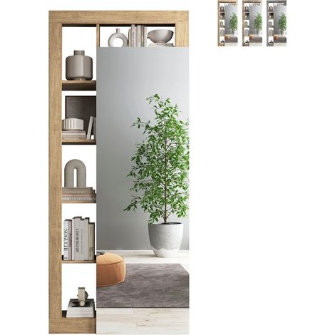 Armadio guardaroba appendiabiti ingresso moderno anta specchio Mitral - Rovere (1/5)