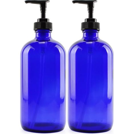 Flacon Verre Bleu Cobalt Rechargeable Pour Savon Liquide Huiles Essentielles Cosmétiques Unité (1/5)