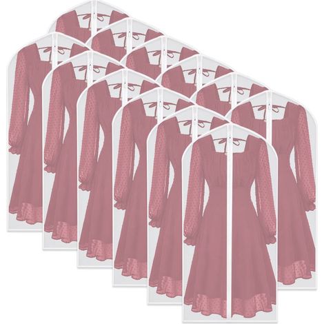Housse de Vêtements 12 Pièces Transparente Imperméable Anti-Poussière Sac de Rangement pour Robes Costumes,Couvre-Vêtements Lavable avec Fermeture Éclair pour Robes Longues Costumes et Tenues (1/5)