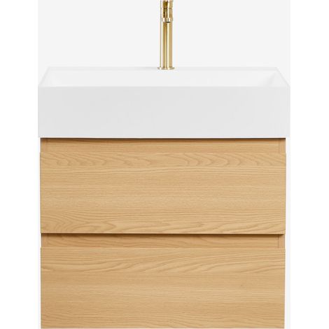 Set di mobili da bagno in legno e impiallacciatura di frassino con lavabo integrato Ona SKLUM (1/5)