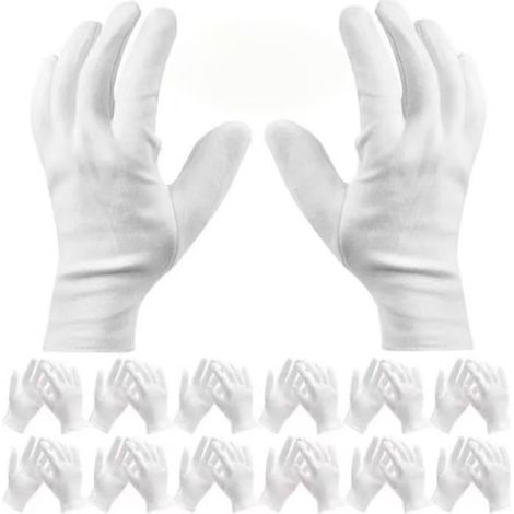 12 Paires de gants en coton, respirants, pour inspection de bijoux, industrie électronique, manutention d'objets délicats (1/5)