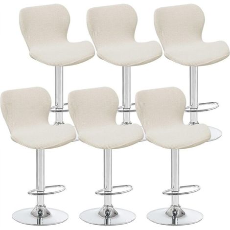 Set of 6 curved swivel stool covers, off-white, 40 x 30 x 30 cm, for low-back bar stools, ideal for counters, bars and kitchens (1/5)