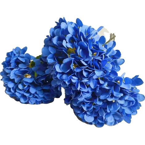 Fiori artificiali, bouquet di ortensie, decorazione realistica, blu scuro - 3 pezzi (1/2)