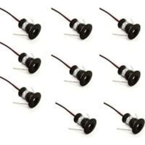 noir Lot de 9 mini spots LED 12 V 1 W encastrables au plafond pour cuisine, escalier, placard, couloir, éclairage DIY, blanc chaud, blanc froid, vitrines, armoire, petit plafond, IP65,3000k (120°, bla (1/3)