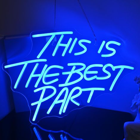 Enseigne néon « This is The Best Part » pour  murale – Lumière néon LED bleu glacier avec variateur d'intensité – Lettres lumineuses alimentées par USB pour mariage, anniversaire, chambre, café-bar et (1/5)
